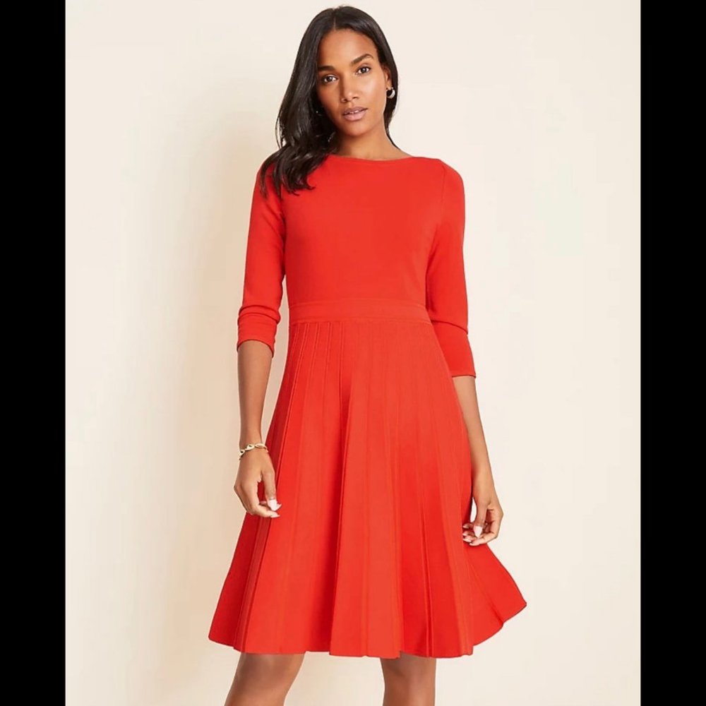 NWT Ann Taylor Pleated Flare Sweater Dress - Size XL